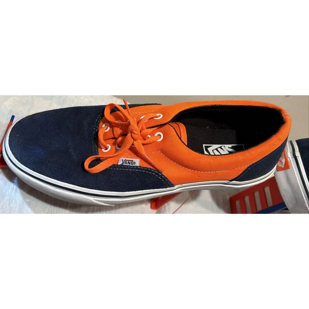 Vans Era NEON ORANGE/DRESS BLUES Suede/Canvas Lace Sneakers Men 10.5 Women 12